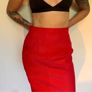 Hot Pink Linen Pencil Skirt